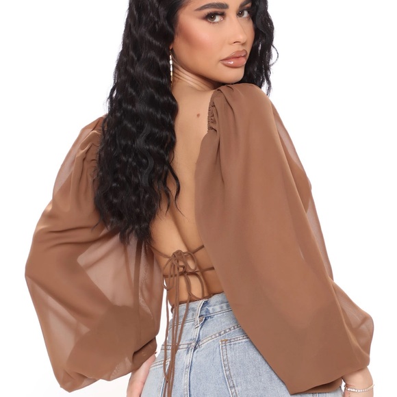 Chiffon Bodysuit - Brown - Picture 2 of 3